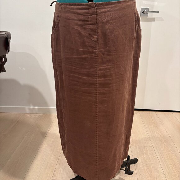 Luisa Spagnoli Pure linen tobacco skirt size 48 - Picture 1 of 3